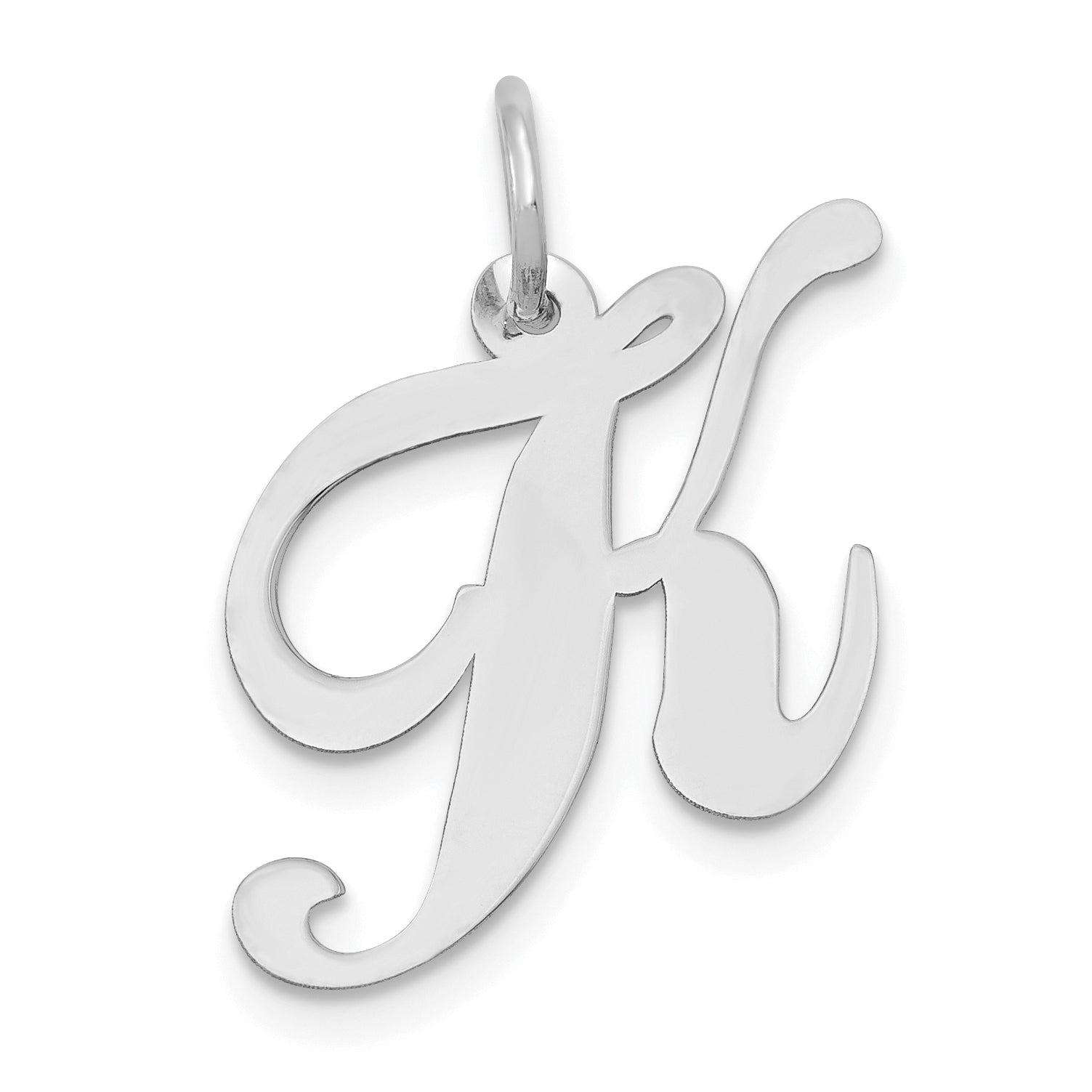 14K White Gold Medium Fancy Script Letter K Initial Charm Main image