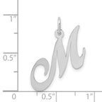 14K White Gold Medium Fancy Script Initial M Char