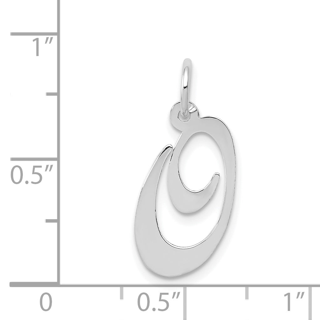 14K White Gold Medium Fancy Script Initial O Char