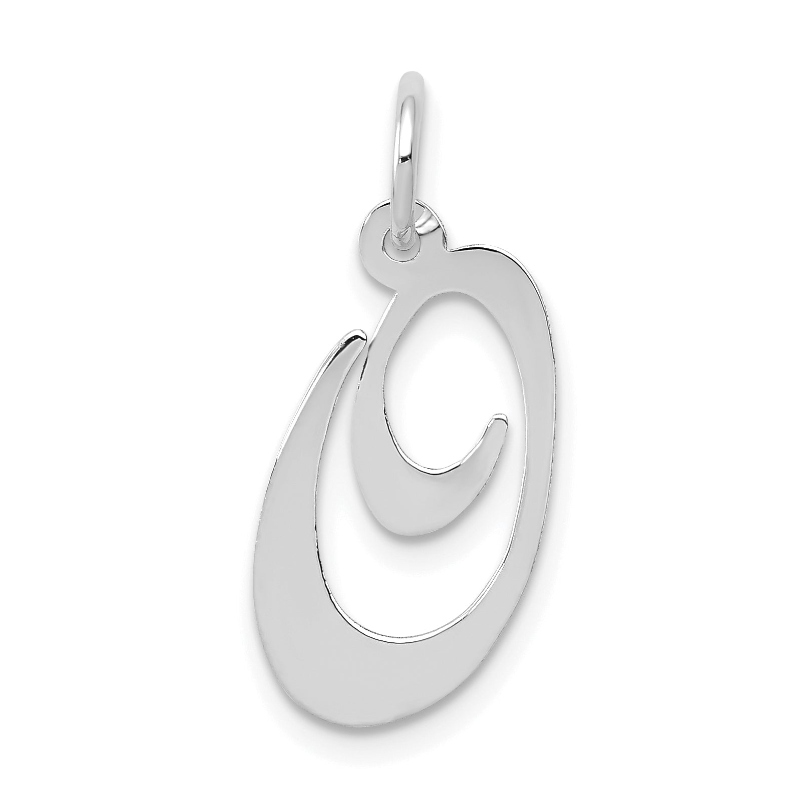 14K White Gold Medium Fancy Script Letter O Initial Charm Main image