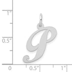 14K White Gold Medium Fancy Script Initial P Char