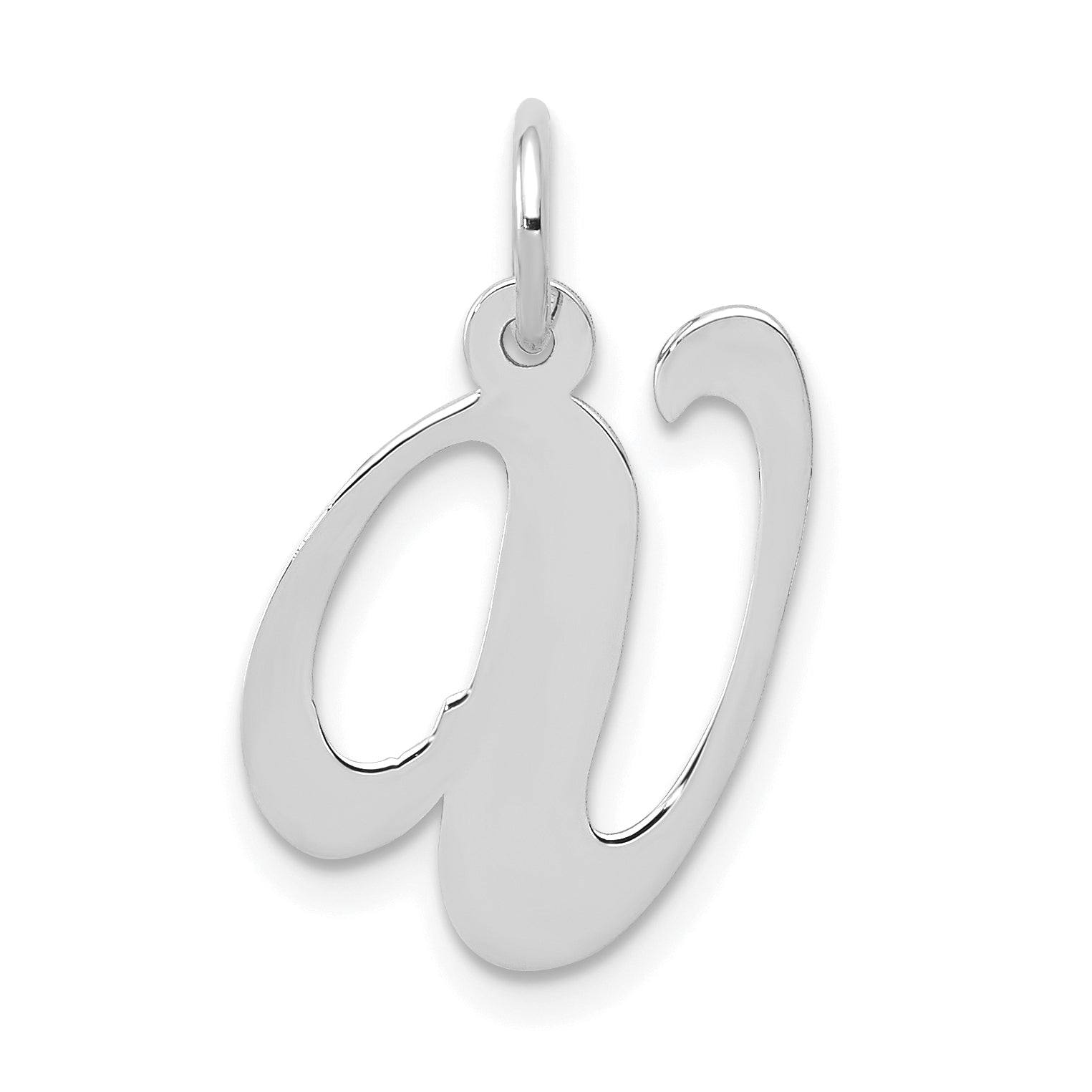 14K White Gold Medium Fancy Script Letter V Initial Charm Main image