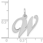 14K White Gold Medium Fancy Script Initial W Char