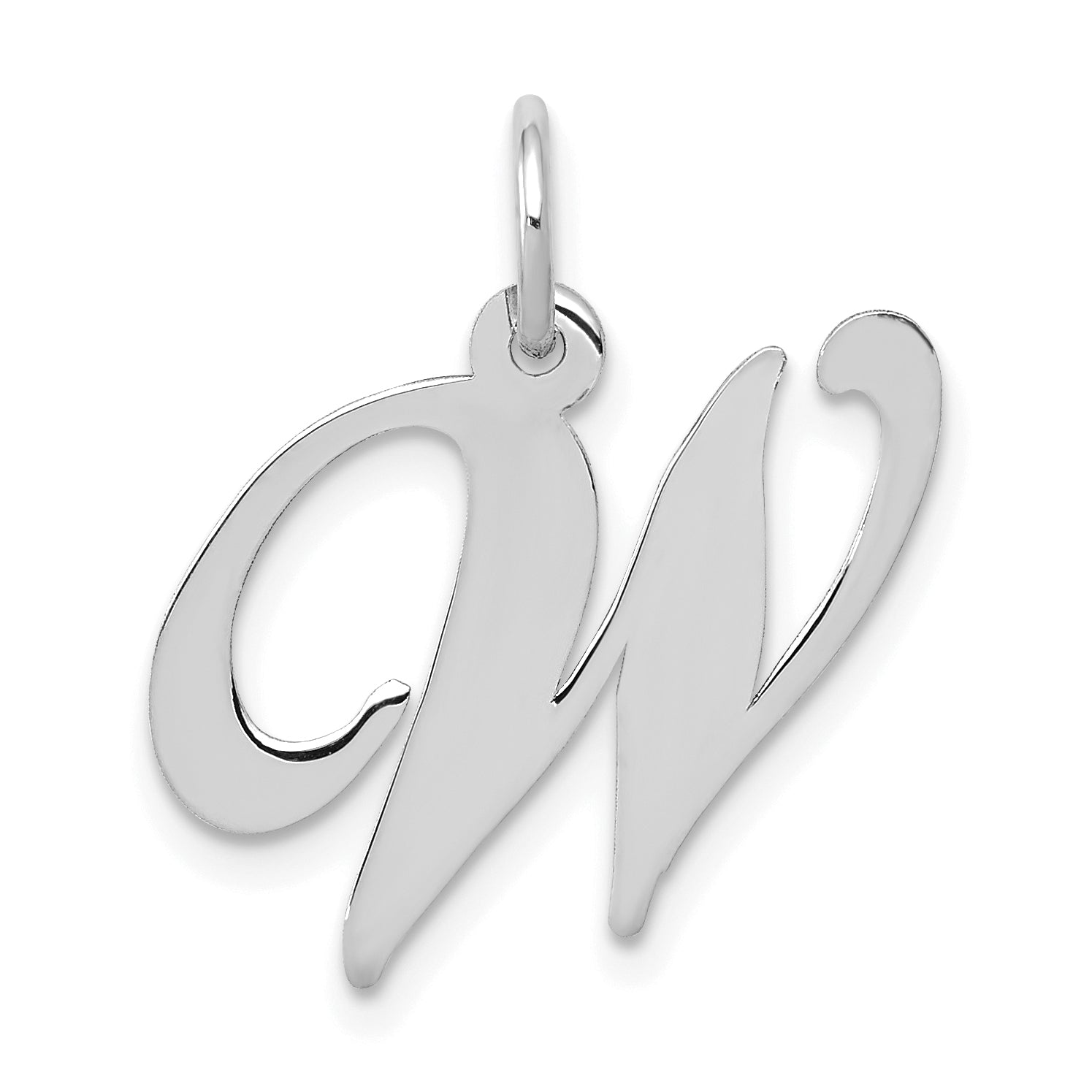 14K White Gold Medium Fancy Script Letter W Initial Charm Main image
