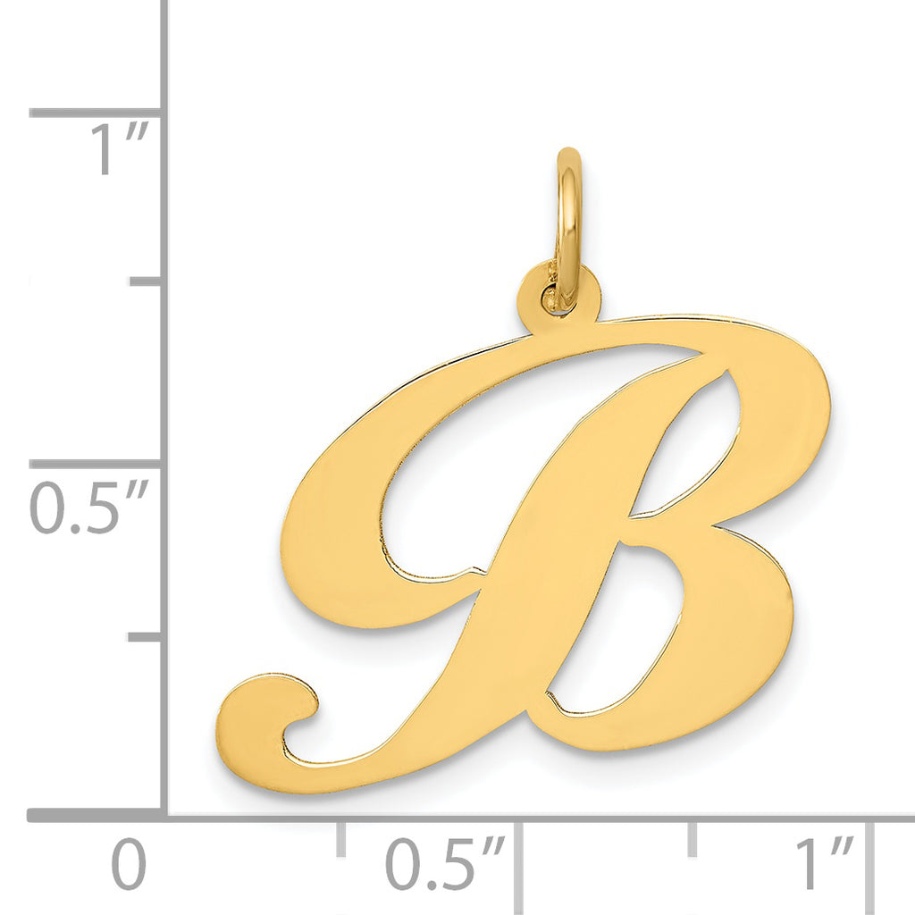 14K Large Fancy Script Letter B Initial Charm