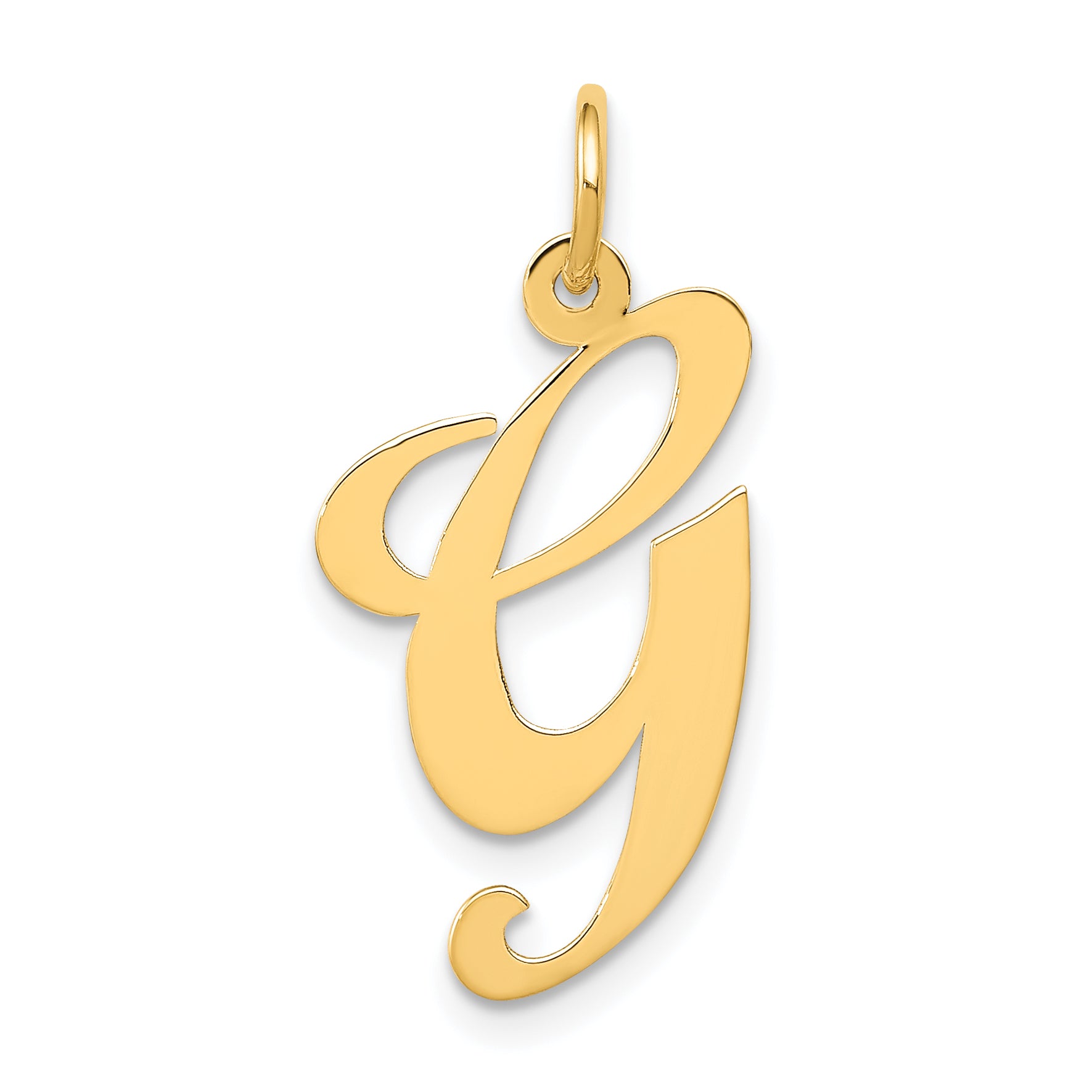 14k Large Fancy Script Letter G Initial Charm Main image
