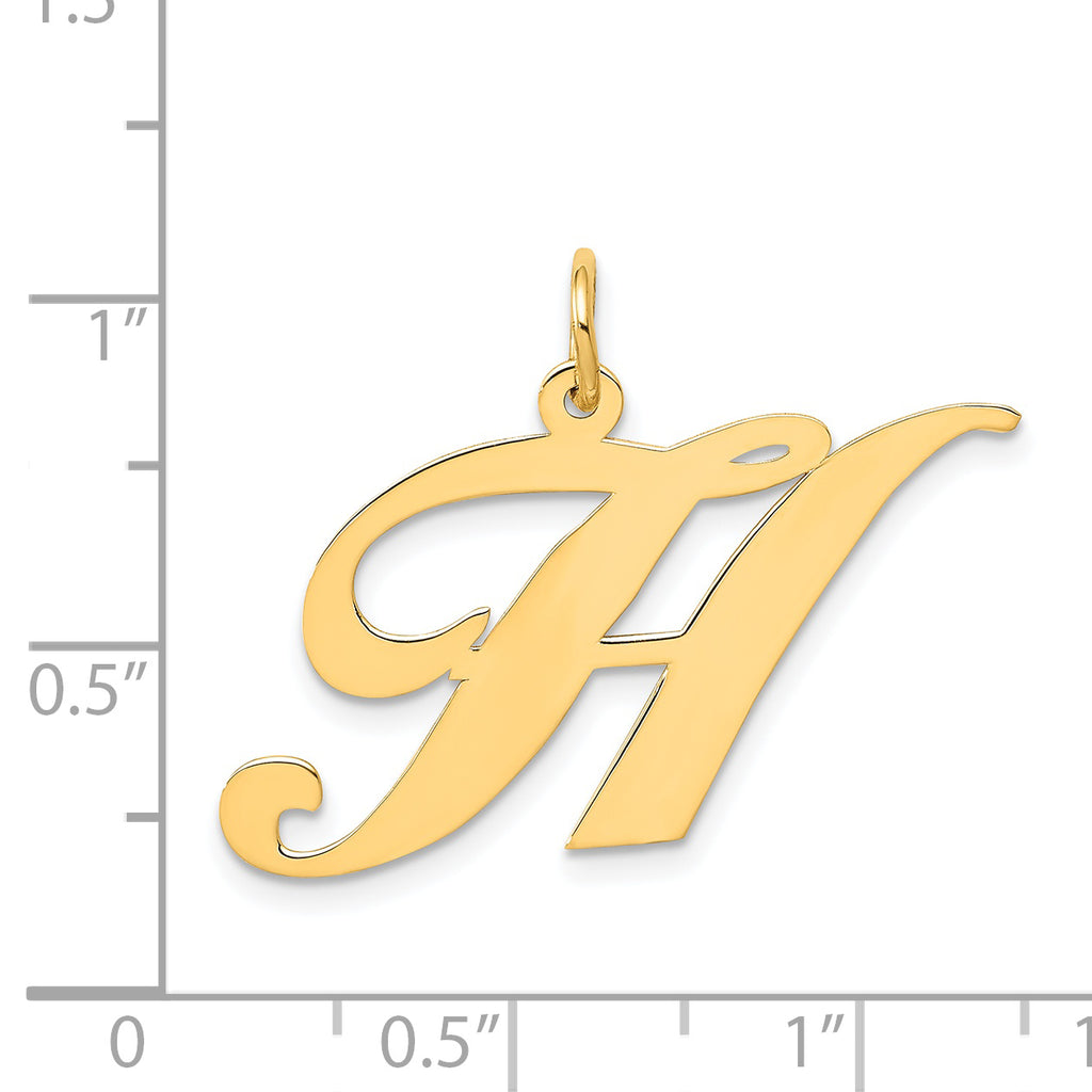 14K Large Fancy Script Initial H Charm