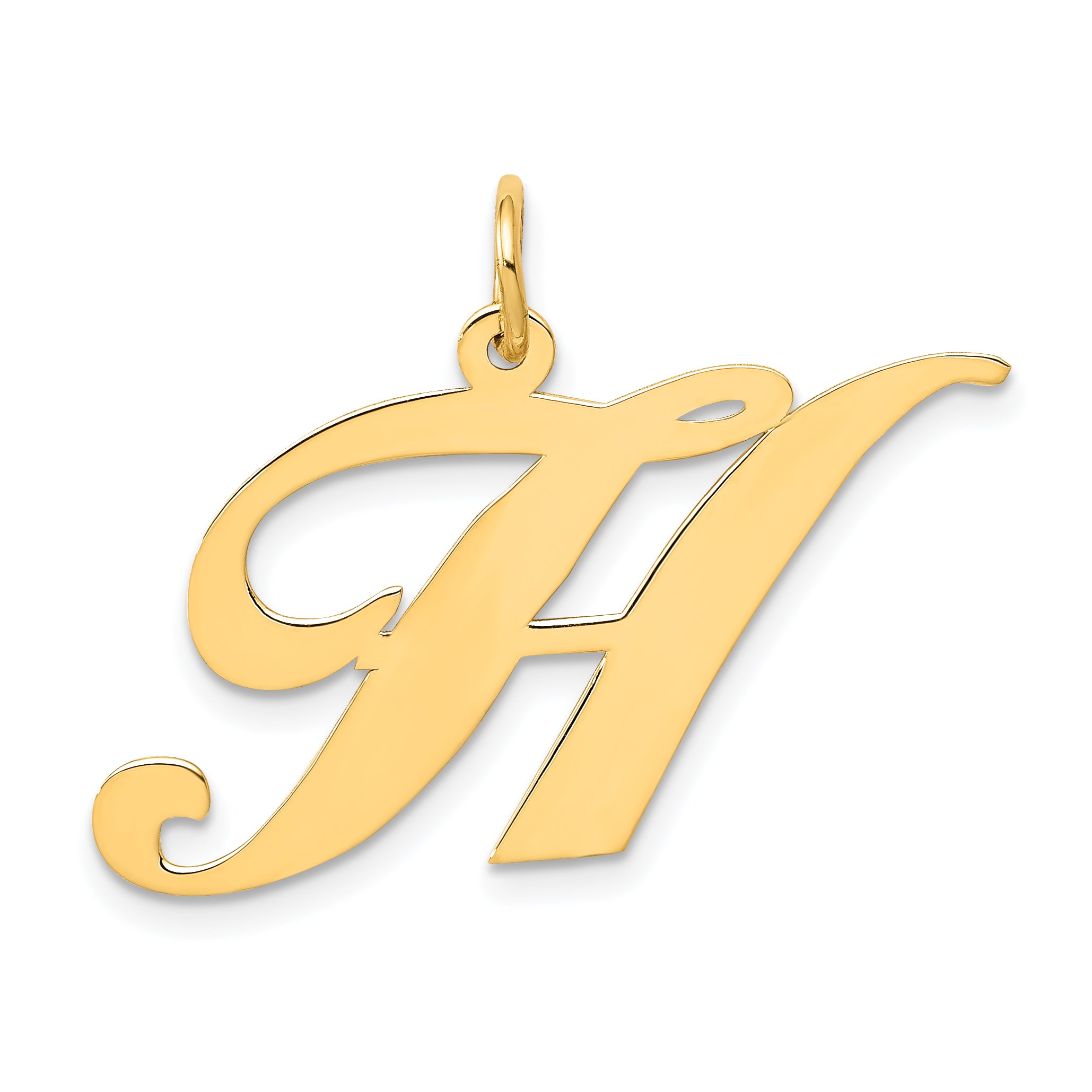 14k Large Fancy Script Letter H Initial Charm Main image