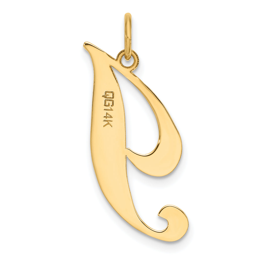 14K Large Fancy Script Initial I Charm