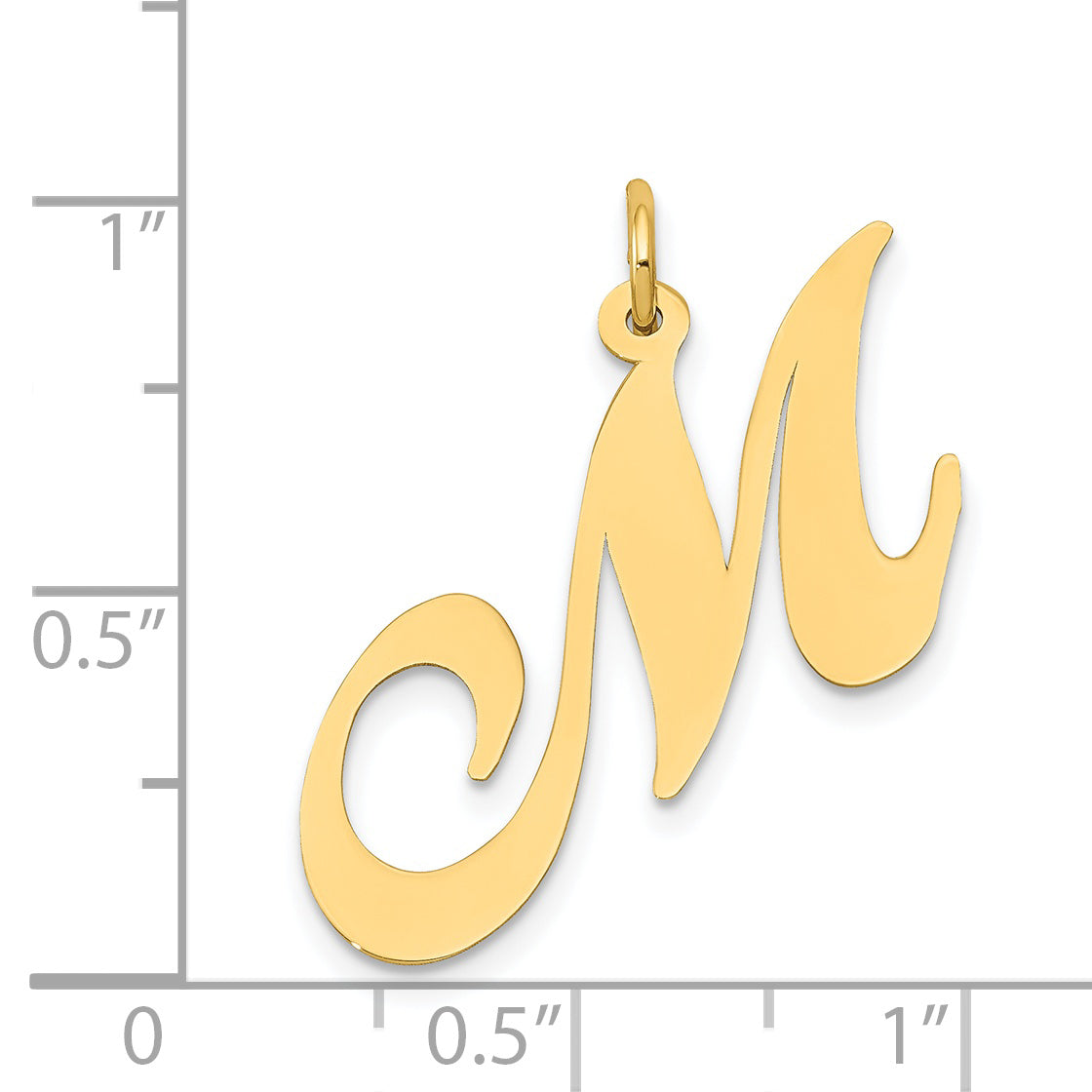 14K Large Fancy Script Initial M Charm