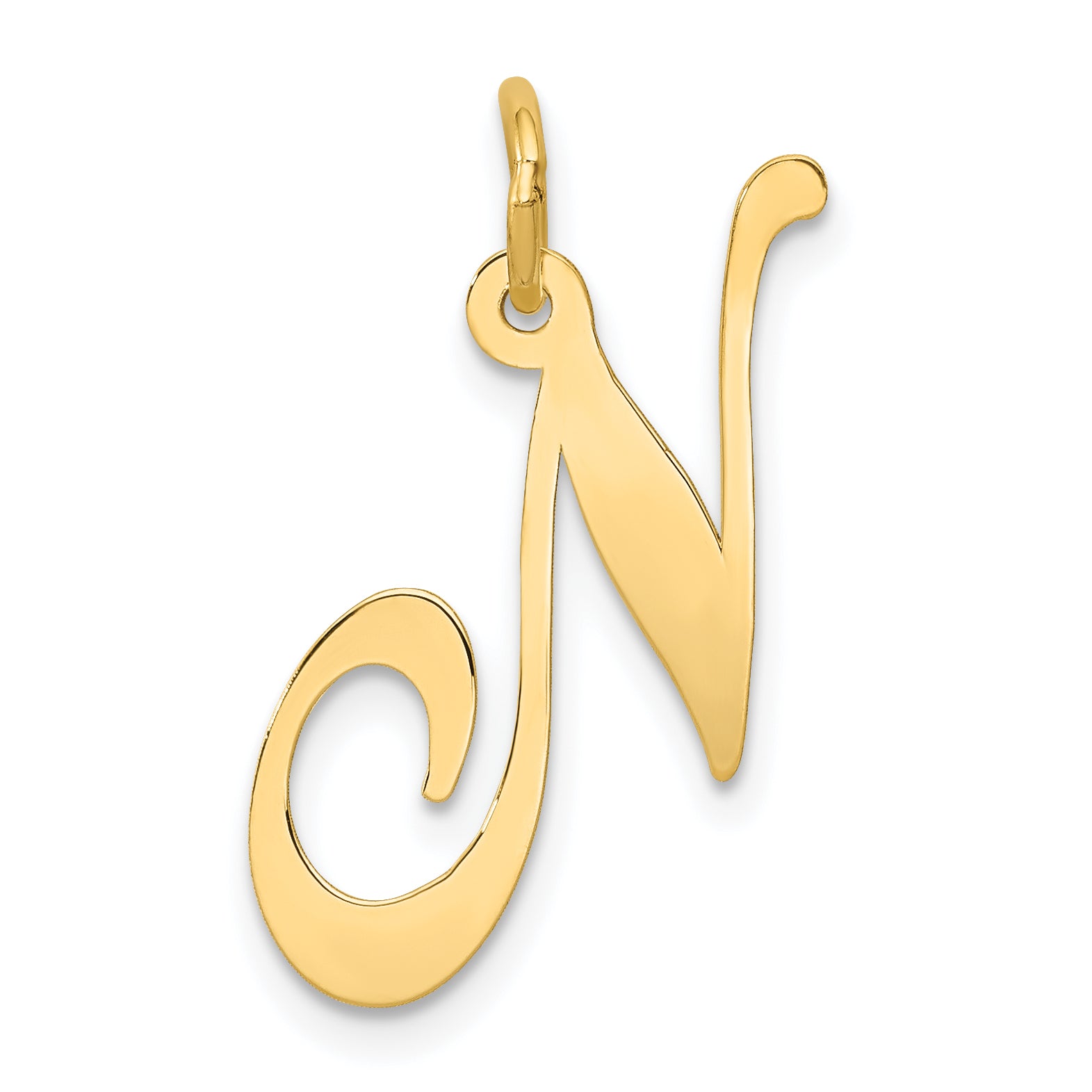 14k Large Fancy Script Letter N Initial Charm Main image