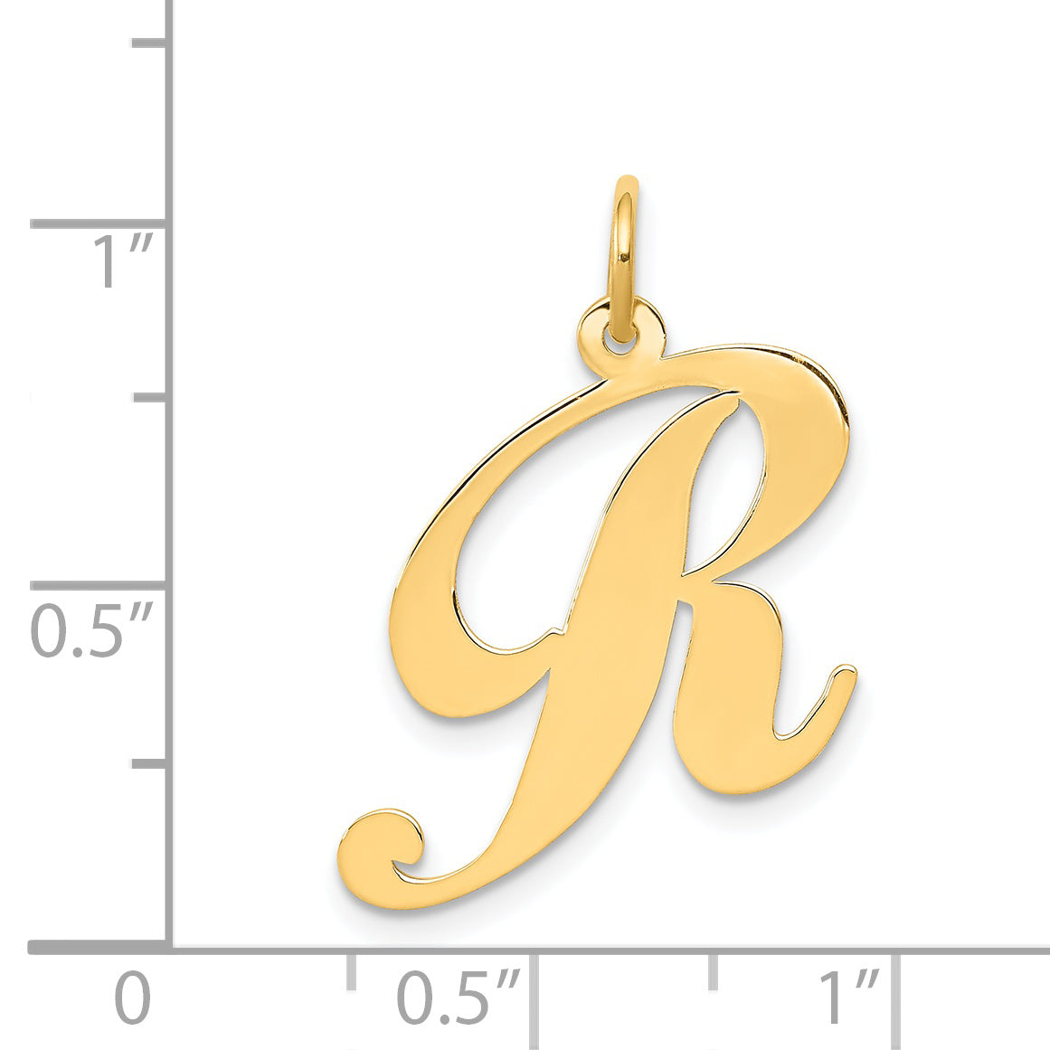 14K Large Fancy Script Initial R Charm