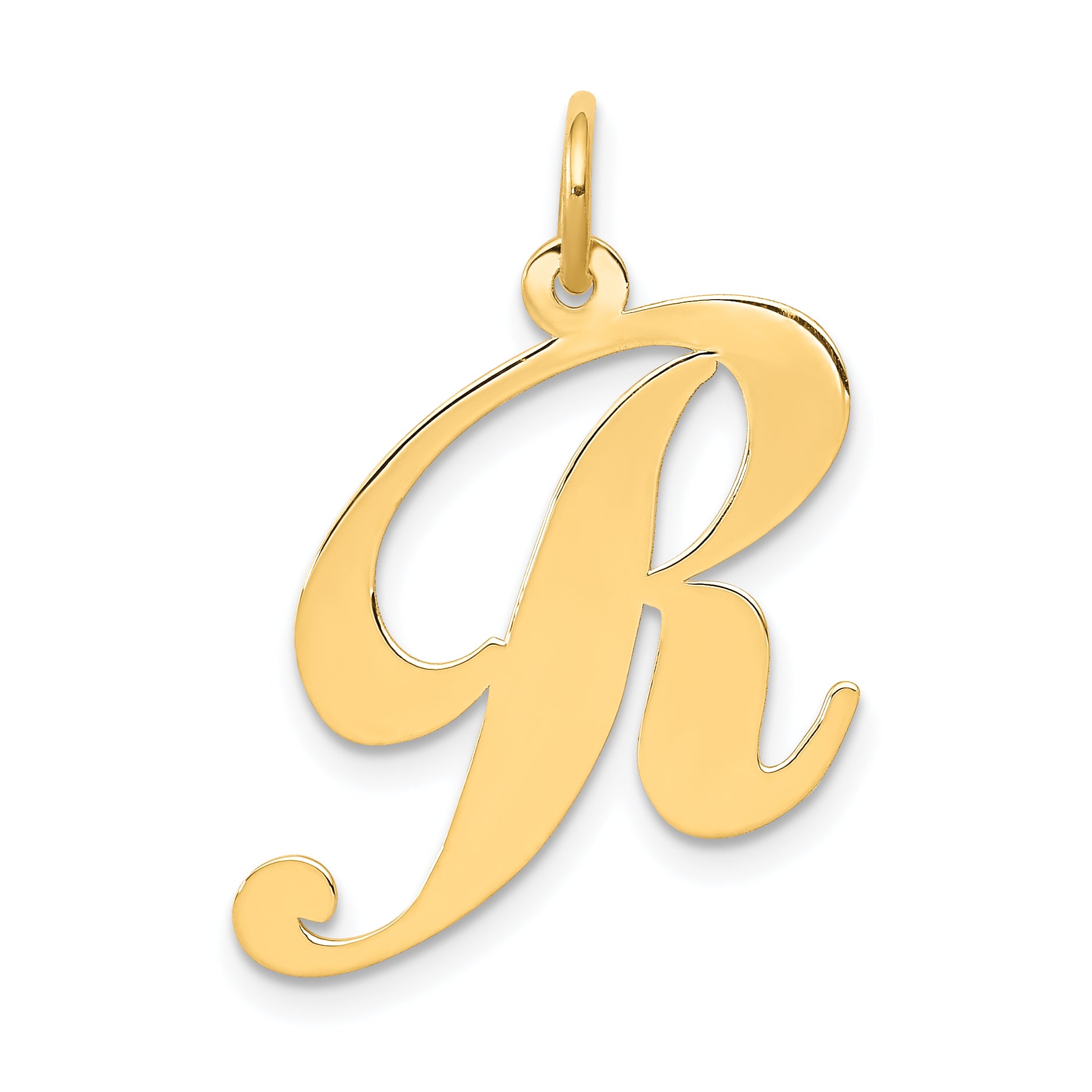 14k Large Fancy Script Letter R Initial Charm Main image