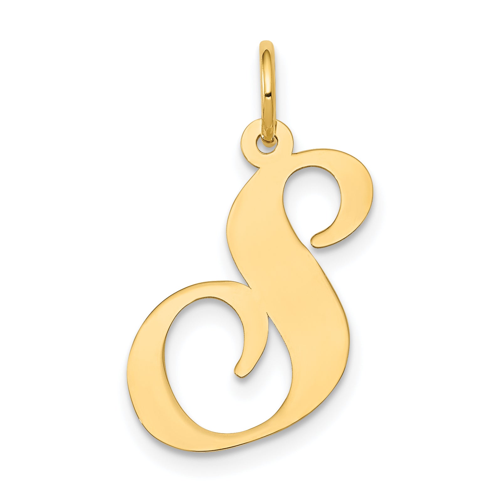 14k Large Fancy Script Letter S Initial Charm Main image