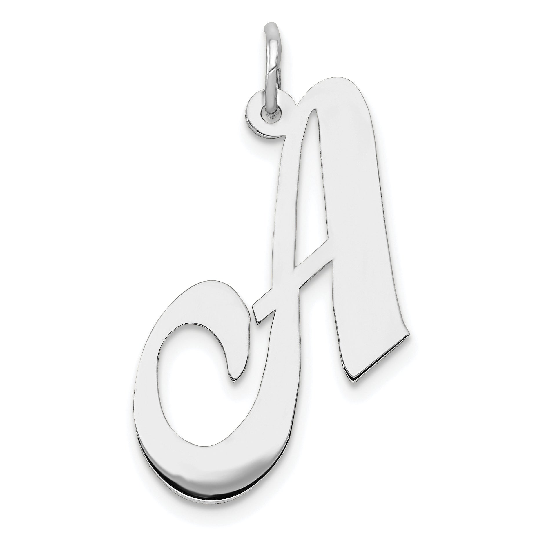 14k White Gold Large Fancy Script Letter A Initial Charm Main image