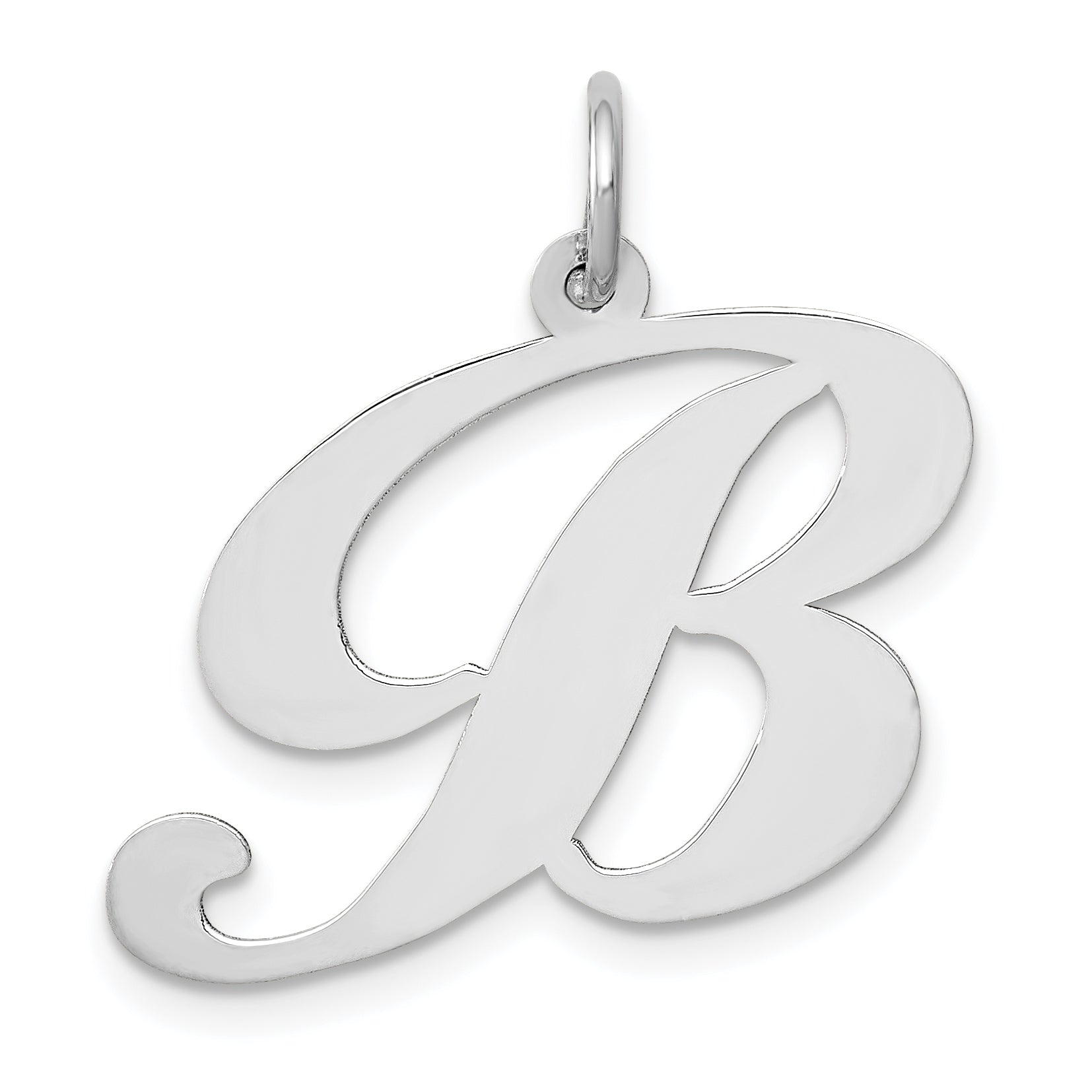 14k White Gold Large Fancy Script Letter B Initial Charm Main image
