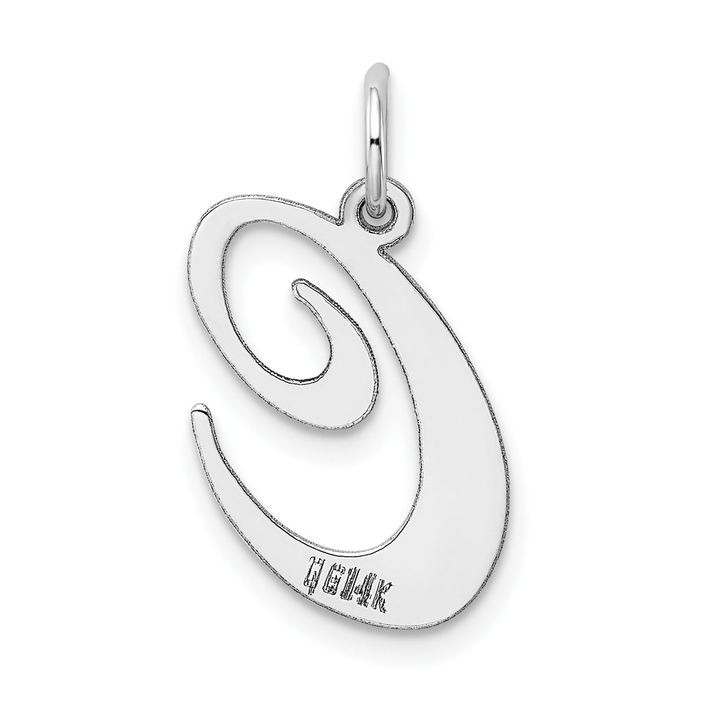 14K White Gold Large Fancy Script Letter C Initial Charm