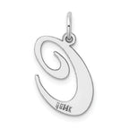 14K White Gold Large Fancy Script Letter C Initial Charm