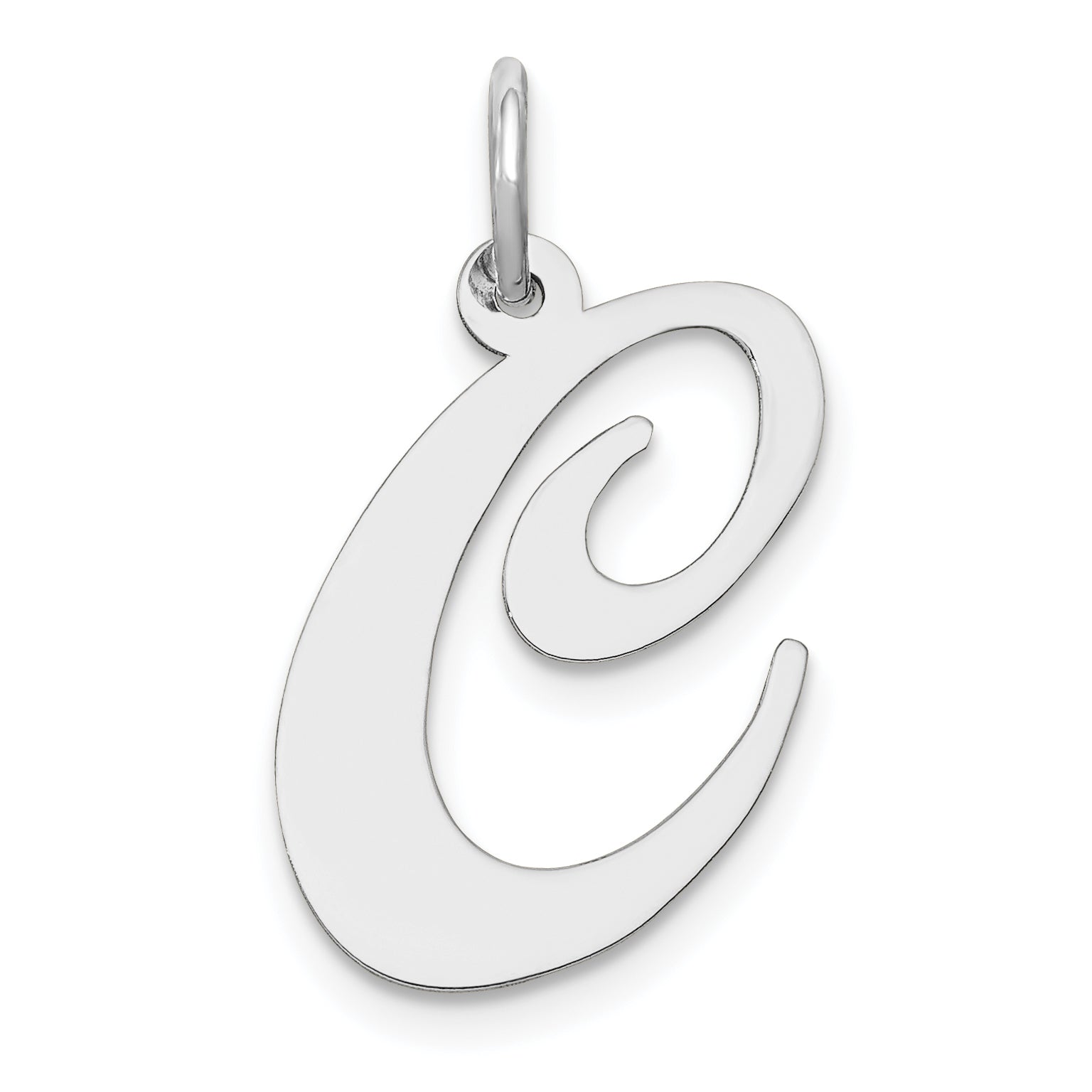 14k White Gold Large Fancy Script Letter C Initial Charm Main image