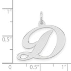 14K White Gold Large Fancy Script Letter D Initial Charm