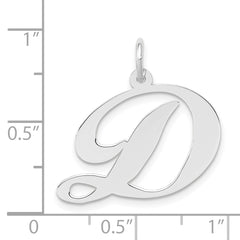 14K White Gold Large Fancy Script Letter D Initial Charm