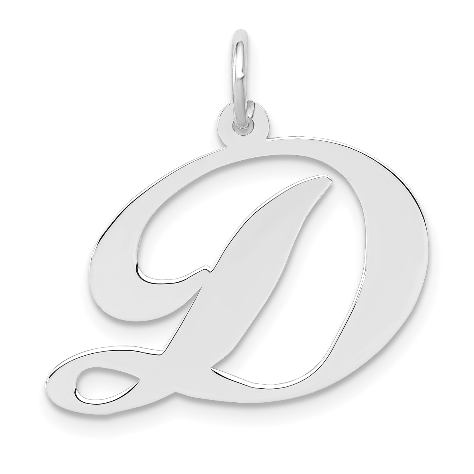 14k White Gold Large Fancy Script Letter D Initial Charm Main image
