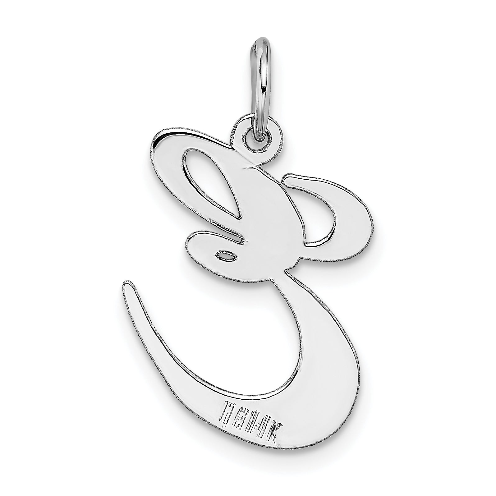 14K White Gold Large Fancy Script Initial E Charm