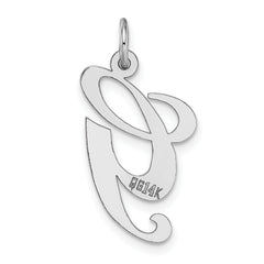 14K White Gold Large Fancy Script Initial G Charm
