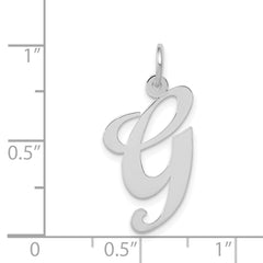 14K White Gold Large Fancy Script Initial G Charm