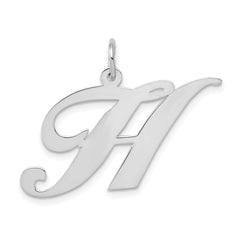 14k White Gold Large Fancy Script Letter H Initial Charm