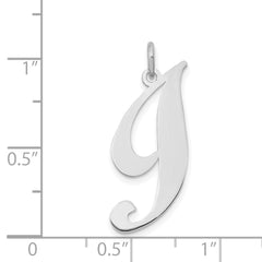14K White Gold Large Fancy Script Initial I Charm