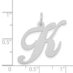 14K White Gold Large Fancy Script Initial K Charm