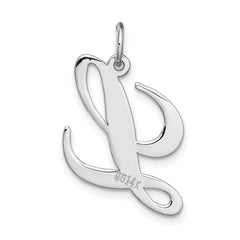 14K White Gold Large Fancy Script Initial L Charm