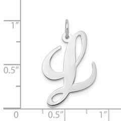 14K White Gold Large Fancy Script Initial L Charm