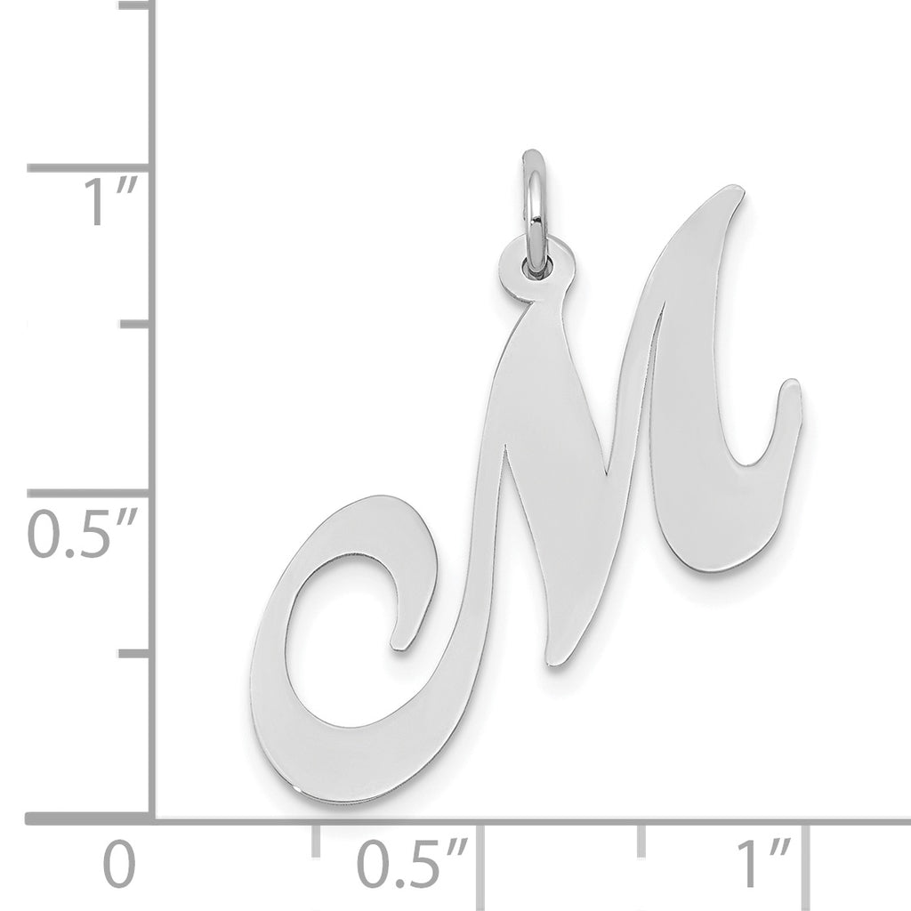 14K White Gold Large Fancy Script Initial M Charm