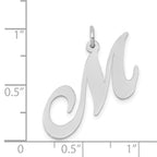 14K White Gold Large Fancy Script Initial M Charm