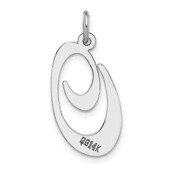 14K White Gold Large Fancy Script Initial O Charm