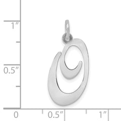 14K White Gold Large Fancy Script Initial O Charm