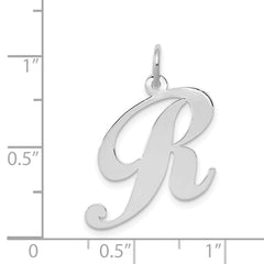 14K White Gold Large Fancy Script Initial R Charm