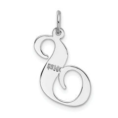 14K White Gold Large Fancy Script Initial S Charm