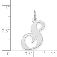 14K White Gold Large Fancy Script Initial S Charm