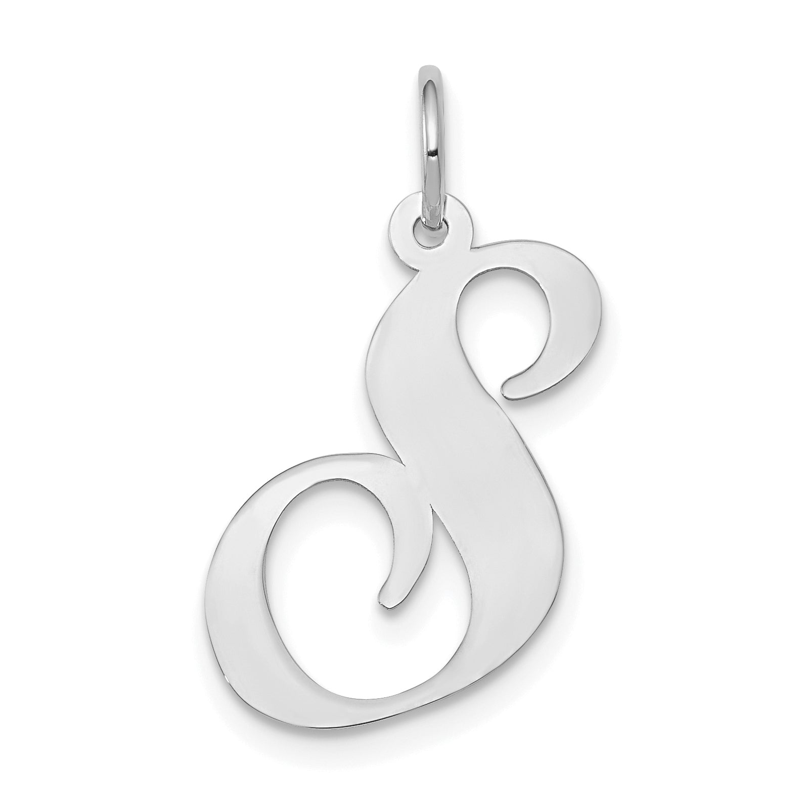 14k White Gold Large Fancy Script Letter S Initial Charm Main image