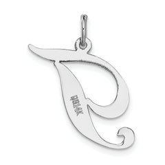 14K White Gold Large Fancy Script Initial T Charm