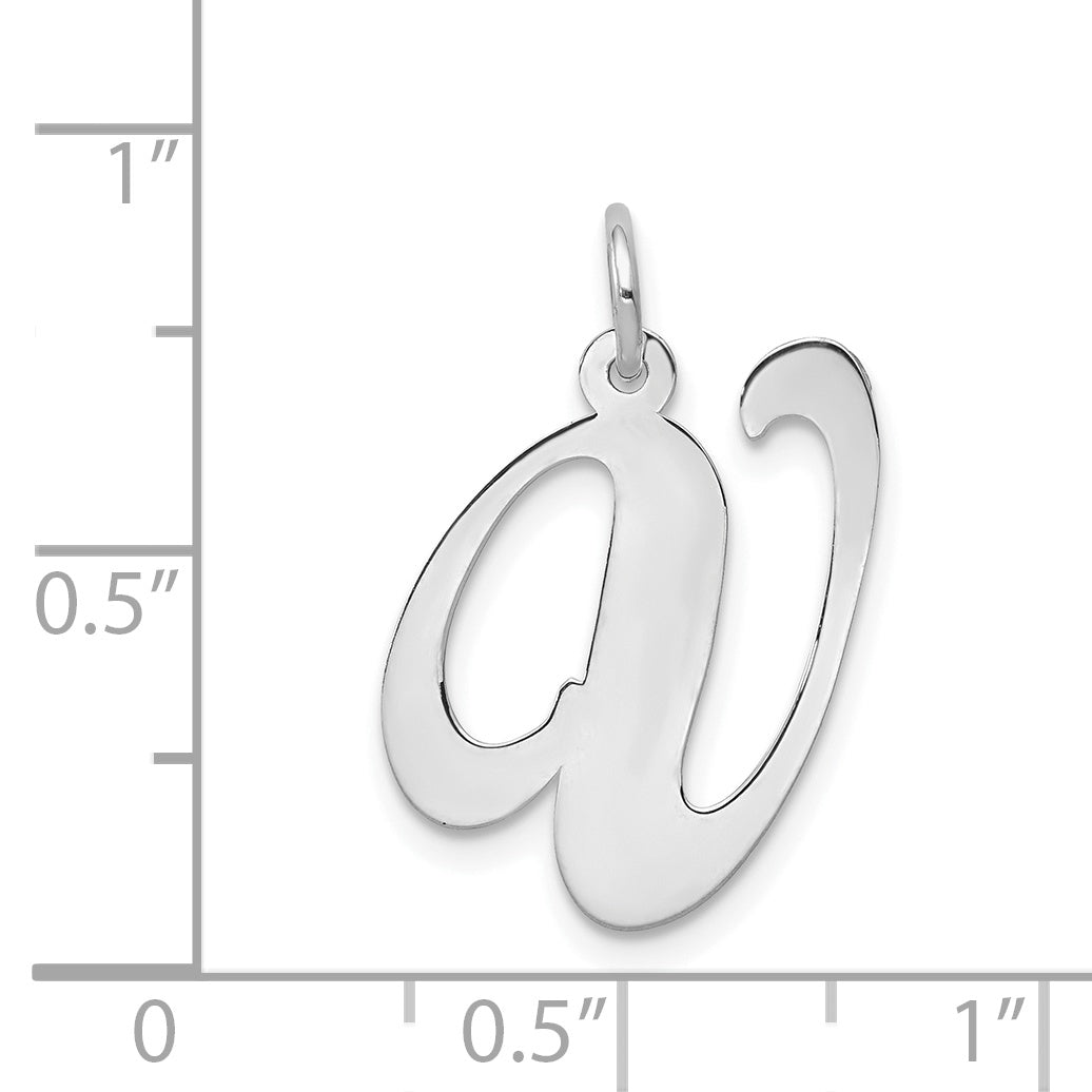 14K White Gold Large Fancy Script Initial V Charm