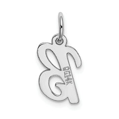 14K White Gold Small Script Letter B Initial Charm