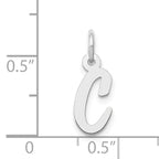 14K White Gold Small Script Letter C Initial Charm
