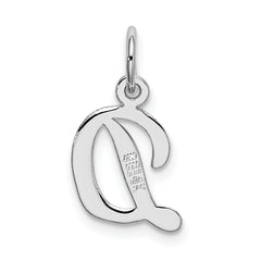 14K White Gold Small Script Letter D Initial Charm