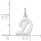 14K White Gold Small Script Letter D Initial Charm