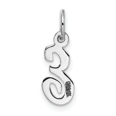 14K White Gold Small Script Initial E Charm