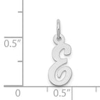 14K White Gold Small Script Initial E Charm